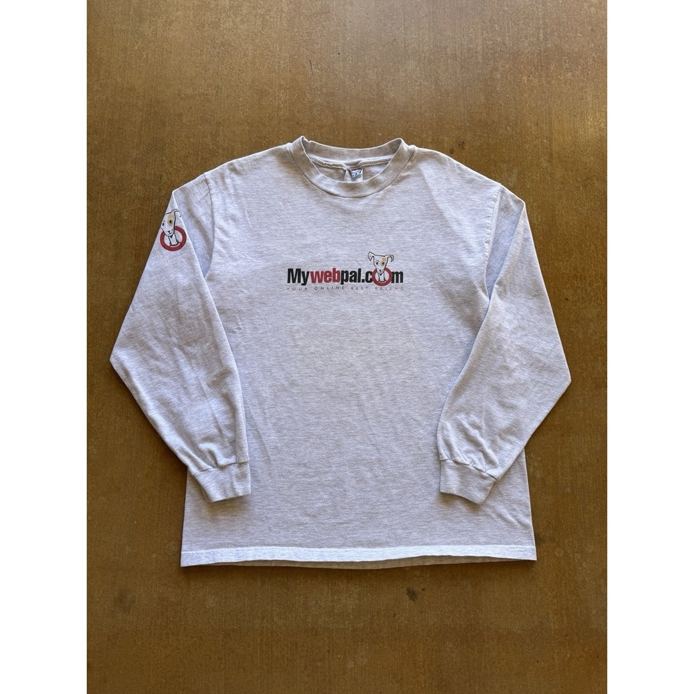 VTG 90s My Web Pal Your Online Best Friend T-Shirt Dot Com Tech Hanes Gray L